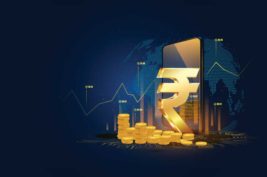 Image showing the increase of the Indian economy with stock market statistics.