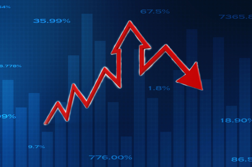 Business growth graph with rate percentage.