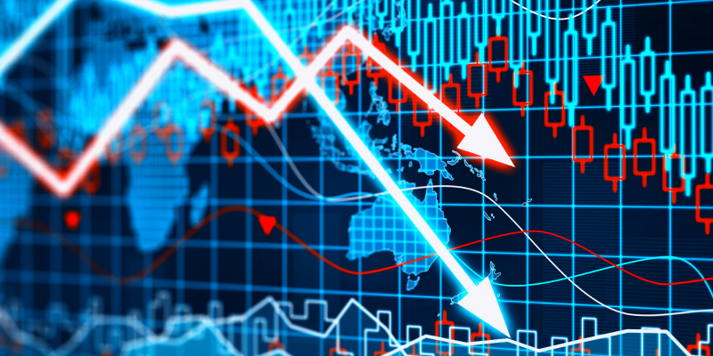 Graphs representing the stock market crash illustrates the stock risks.