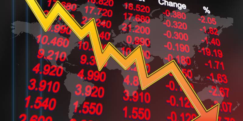 Image of a trade data with stock price in downtrend mode depicting stock decline.